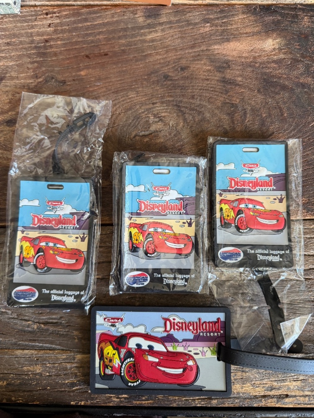 Disneyland Resort Cars Land Lightning McQueen 3D rubber luggage ID tags (set 4x)